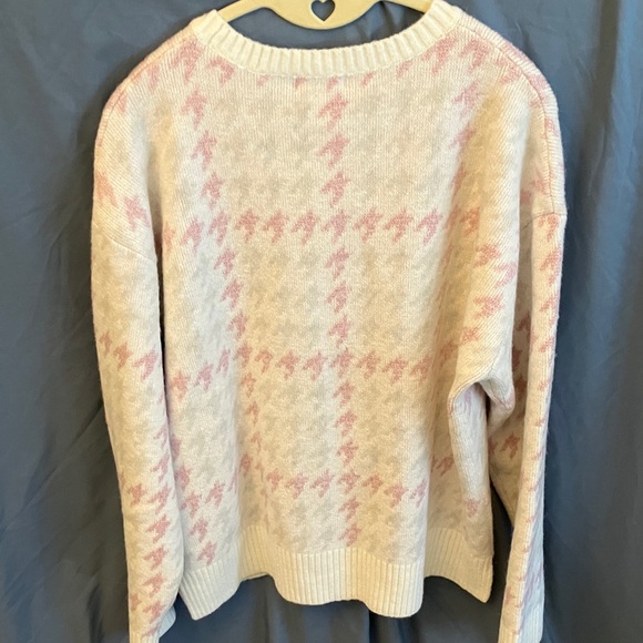 525 America: NWT Chalk Conbo Houndstooth Sweater- Pink Sparkle- XL - Picture 9 of 12